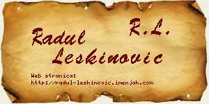 Radul Leškinović vizit kartica